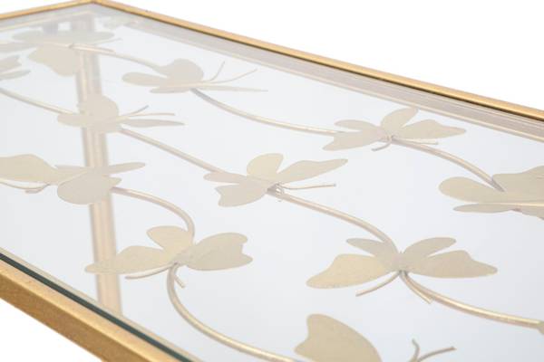 Konsolentisch Butterflies Glass Gold - Metall - 100 x 80 x 35 cm