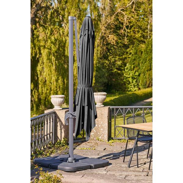 Hangende parasol Bea zwart - deels massief hout - 295 x 260 x 295 cm
