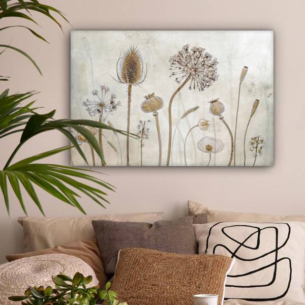 CANVAS SCHILDERIJ Bloemenstilleven 90 x 60 cm