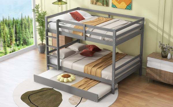 Etagenbett-O28114 Grau - Massivholz - 150 x 150 x 205 cm