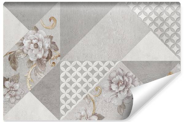Vlies-Fotobehang ABSTRACTE Bloemen Beton 135 x 90 x 90 cm