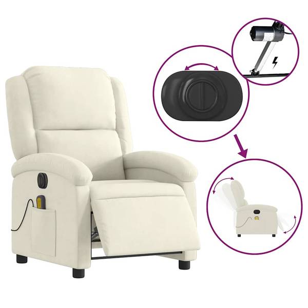 Fauteuil inclinable de massage 3032268-3 Crème - Blanc