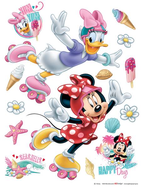 sticker mural Minnie Mouse & Daisy Duck Polaire - Vinyle - 85 x 65 x 85 cm
