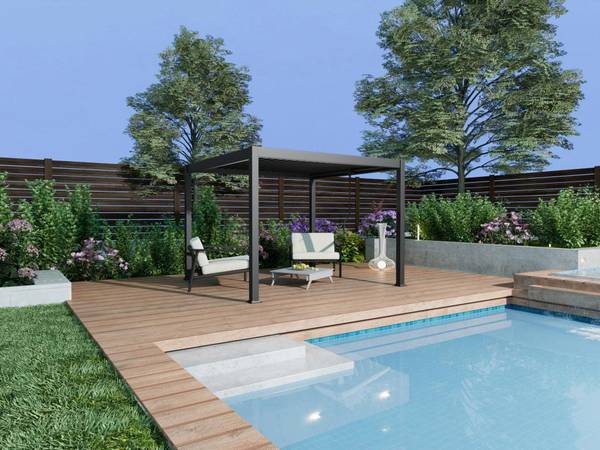 Selbsttragende Pergola AMALFI Grau - Metall - 300 x 220 x 300 cm