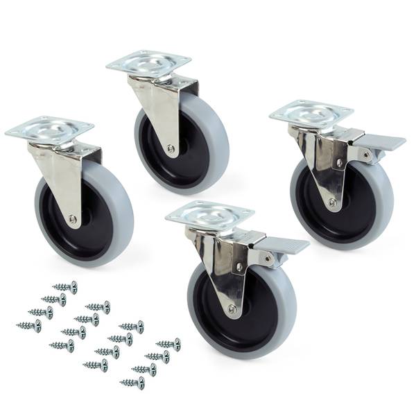 Rollen 2003021 4er-Set Grau - Metall - 6 x 12 x 6 cm