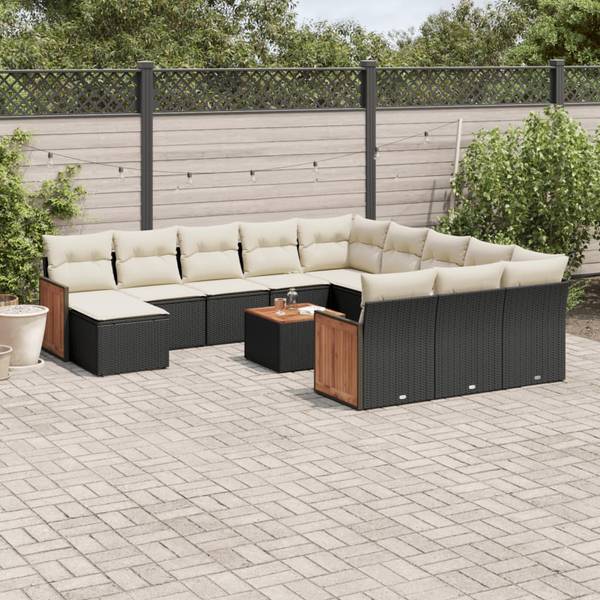 Salon de jardin 3035042-2 lot de 13 Noir - Crème