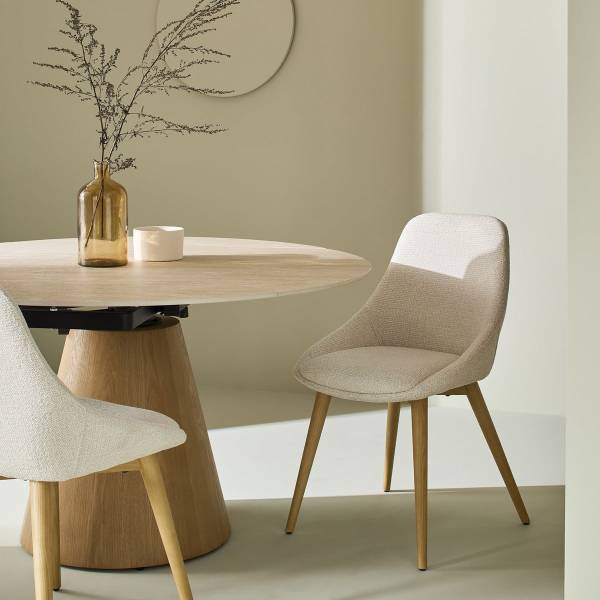 Stuhl ALBA Beige - Massivholz - 55 x 62 x 82 cm