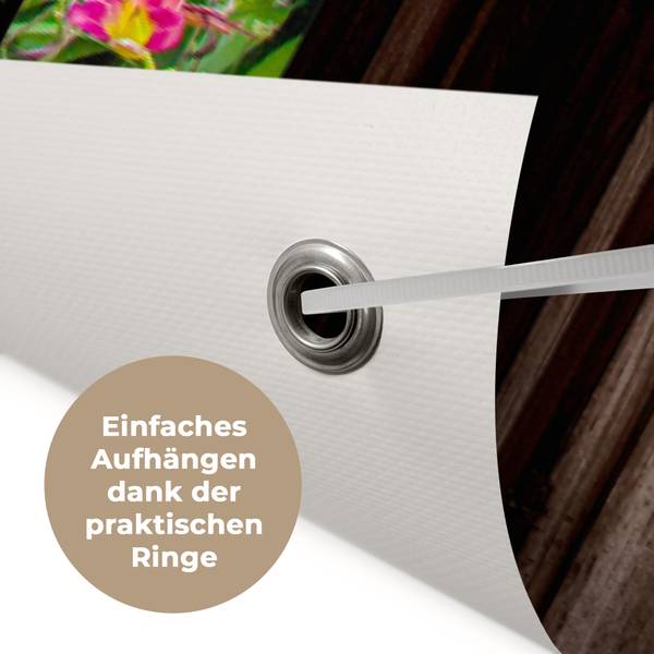 Poster de Jardin Chemin fleuri Marron - PVC - 180 x 120 x 1 cm
