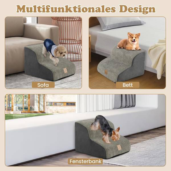 Hundetreppe BI32211SDDE Grau - Textil - 43 x 29 x 41 cm
