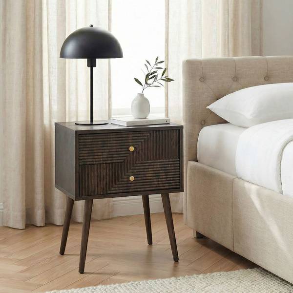 Table de chevet LIVIA Marron - Bois manufacturé - 45 x 60 x 39 cm