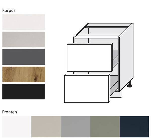 Schubladenunterschrank SALO D2 60 Grau - Grün