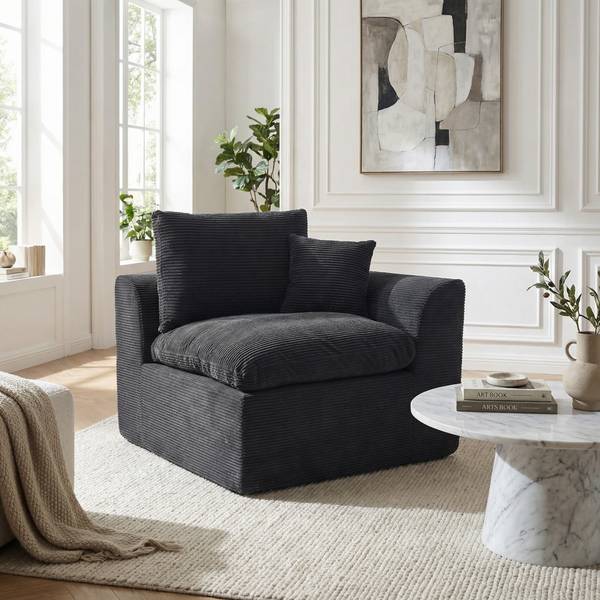 2-Sitzer-Sofa ZenithEra Schwarz - Cord - 101 x 84 x 103 cm