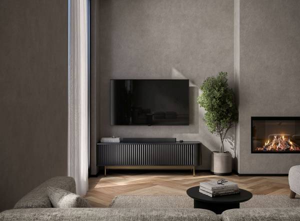 TV-Lowboard AURORA Schwarz - Gold