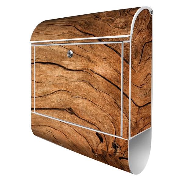 Briefkasten Stahl Trockenes Holz Weiß - Stahl - 38 x 46 x 13 cm