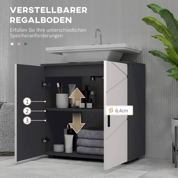 Badezimmerschrank 834-619V90LG Grau - Holzwerkstoff - 30 x 60 x 60 cm
