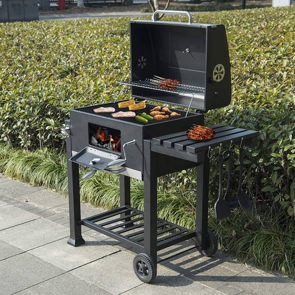 Holzkohlegrill Roger Schwarz - Stahl - 113 x 100 x 46 cm