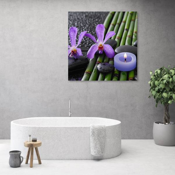 Wandbild bambus blumen zen 50 x 50 cm