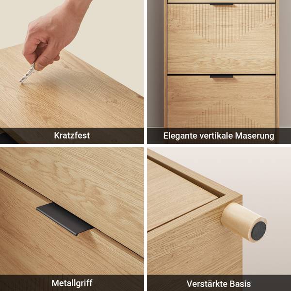 Schuhschrank FSR212-N Braun - Holzwerkstoff - Massivholz - 24 x 95 x 60 cm