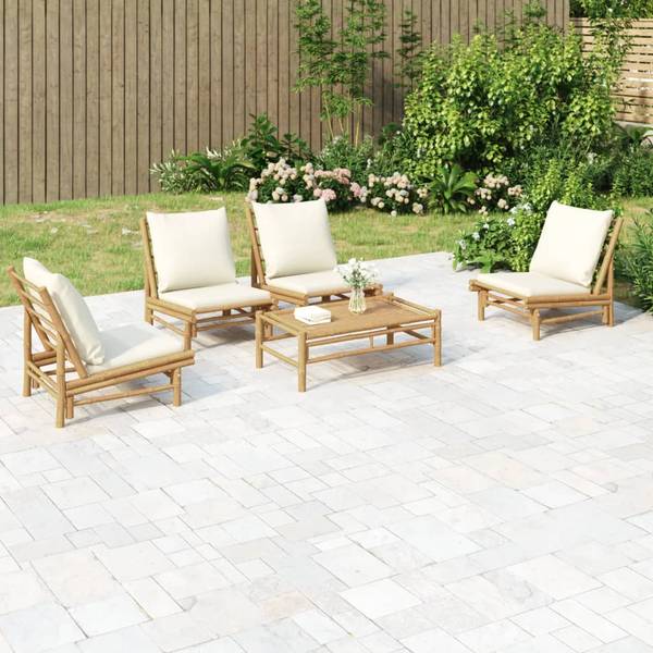 Loungeset 3028696-3 set van 5 bruin - crèmekleurig - wit