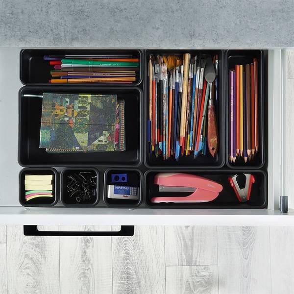 Schubladen Organizer 8er Set 568012 Schwarz - Kunststoff - 16 x 5 x 24 cm