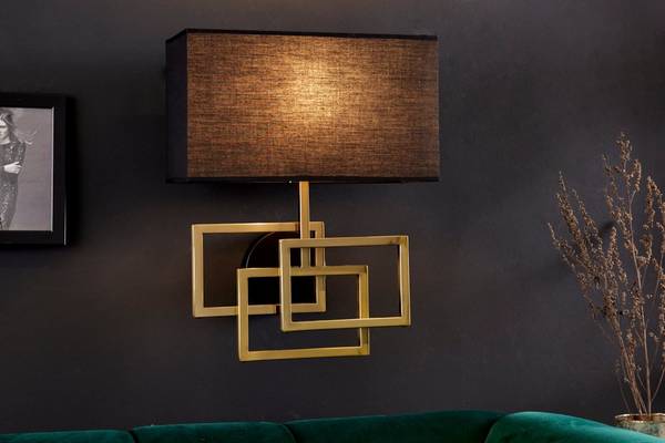 Wandleuchte ATLANTIS Schwarz - Gold - Polyester - 35 x 44 x 20 cm