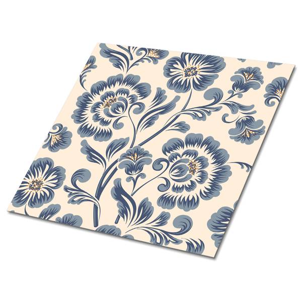 Selbstklebende Fliesen (9 St.) Blumen Grau - Polyester PVC - 30 x 30 x 0 cm