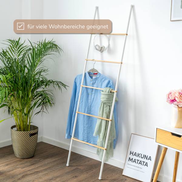 Handtuchleiter 93111 Weiß - Bambus - 45 x 165 x 3 cm