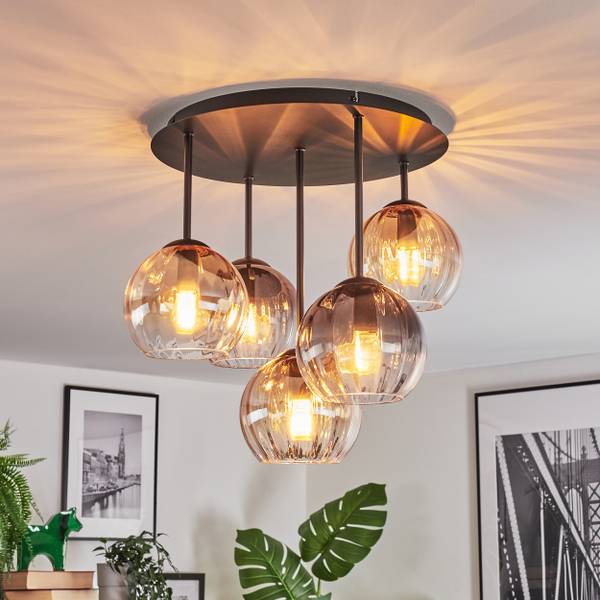 Deckenleuchte Cesaro Grau - Gelb - Metall - 39 x 22 x 40 cm