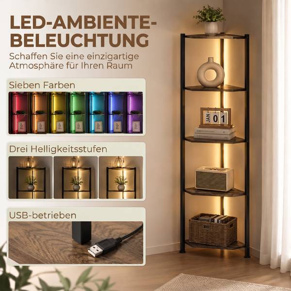 Bücherregal 836-699V90RB Braun - Holzwerkstoff - 32 x 147 x 32 cm
