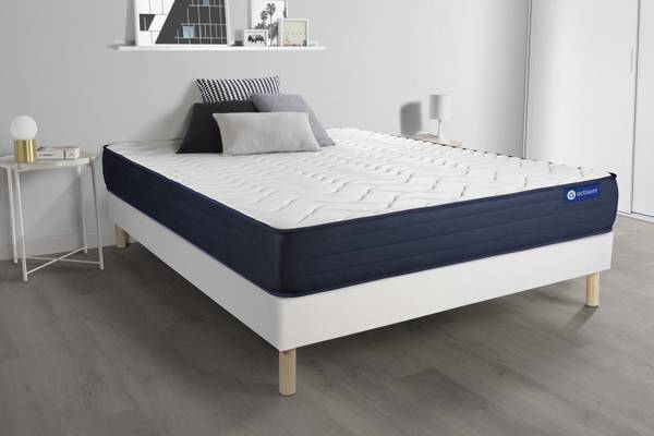 Bettgestell und Matratze Actilatex life Weiß - Massivholz - 130 x 51 x 220 cm