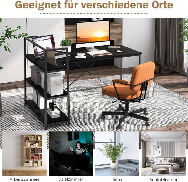 Schreibtisch HW67502 Schwarz - Holzwerkstoff - 100 x 90 x 148 cm