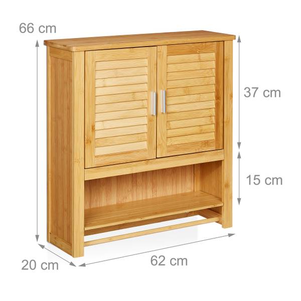 Armoire salle de bain LAMELL bambou Marron - Bambou - 62 x 66 x 20 cm