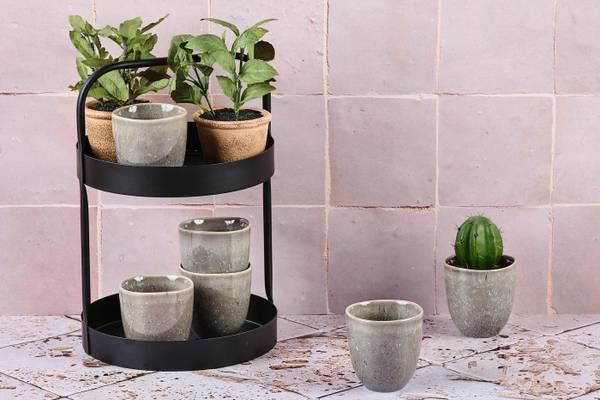 Kopje STELLAR set van 6 grijs - keramiek - 8 x 8 x 8 cm