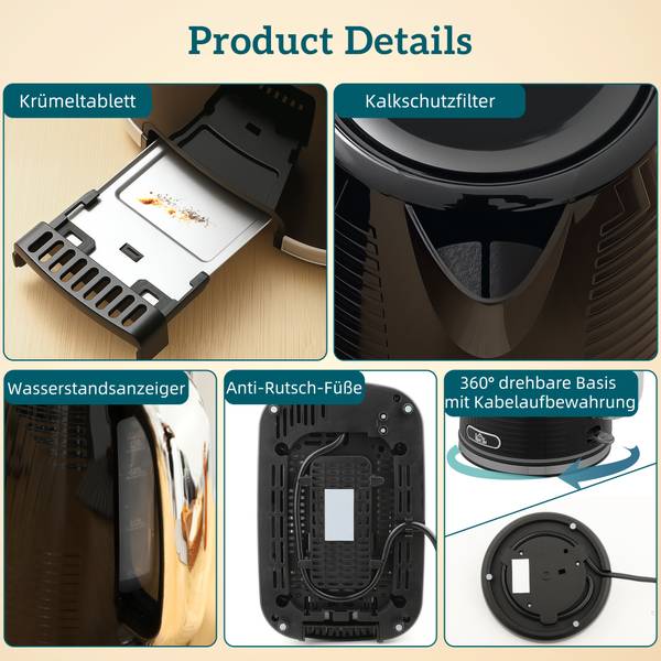 Kocher Toaster 800-284V90BK 2er Set Schwarz - Kunststoff - 17 x 24 x 23 cm