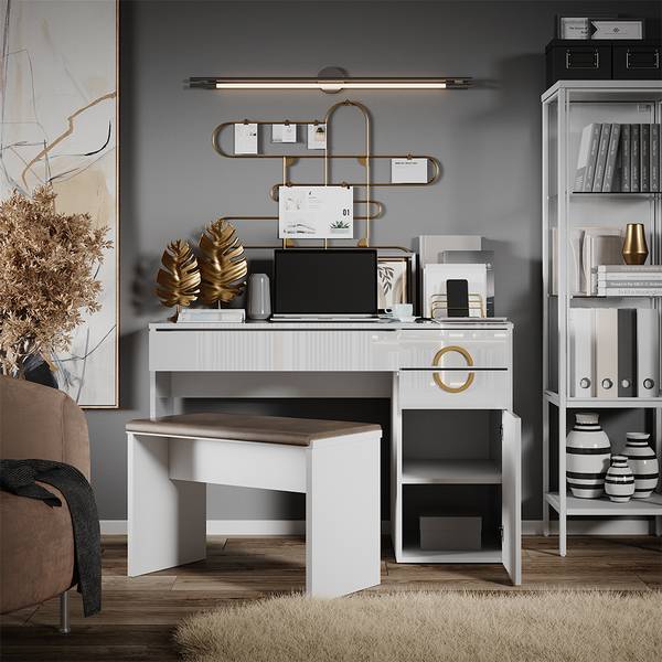 Bureau Adela 43657 wit - plaatmateriaal op houtbasis - 115 x 77 x 55 cm