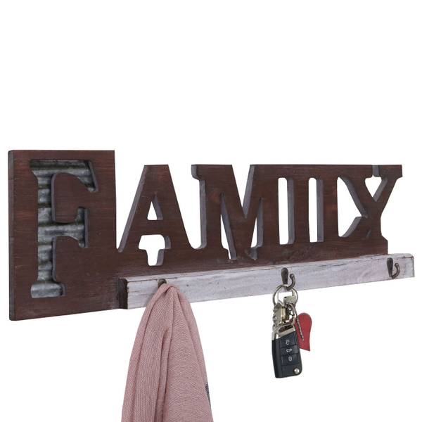 Vestaire murale A91 Family Marron - Bois manufacturé - Métal - En partie en bois massif - 18 x 63 x 4 cm