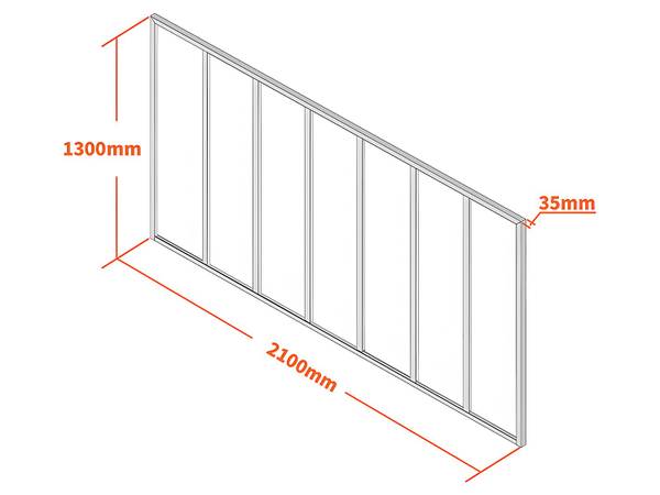 Glaswand BAYVIEW Tiefe: 210 cm - Metall
