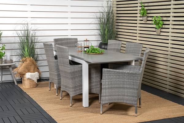 Gartenstuhl Malin 2er Set Grau - Rattan - 58 x 92 x 65 cm