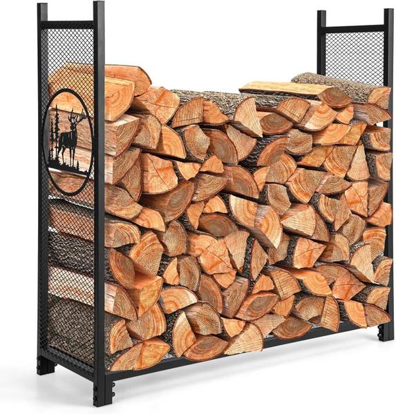 Kaminholzregal ZB33470 Schwarz - Metall - 38 x 117 x 121 cm