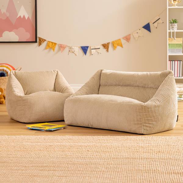 Kindersitzsack Sofa mit Sessel Cecilia Beige