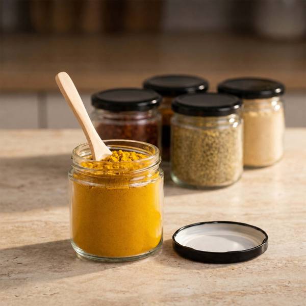 Einmachgläser 10er Set 200 ml Schwarz - Glas - Metall - 8 x 8 x 8 cm