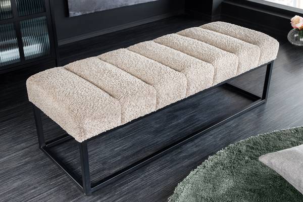 Sitzbank PETIT BEAUTÉ Beige - Grau - Polyester - 108 x 40 x 40 cm