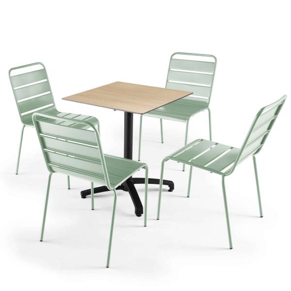 Set aus Gartentisch und 4 Stühle Opera Grün - Metall - 70 x 72 x 70 cm