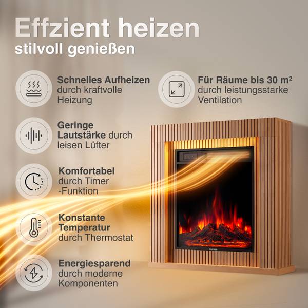 Elektrokamin Matti MODERN Schwarz - Holzwerkstoff - 81 x 80 x 22 cm