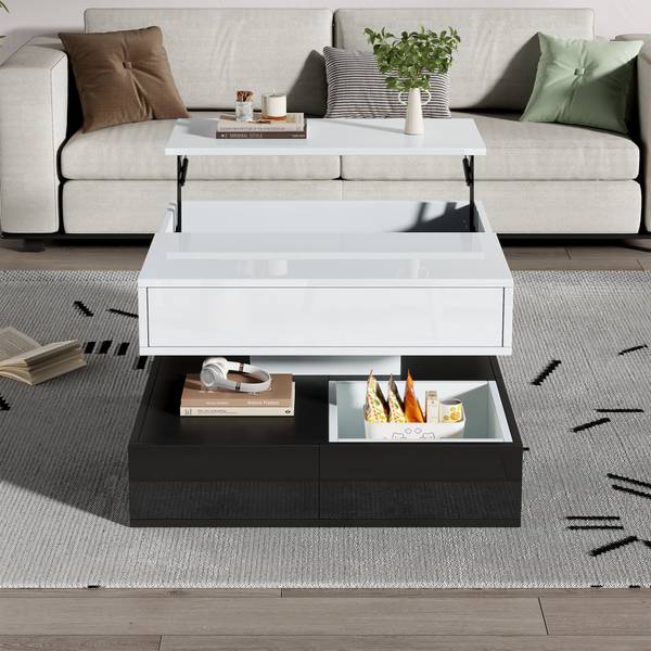 Couchtisch Hermes Ⅵ Schwarz - Weiß - Holzwerkstoff - 90 x 55 x 90 cm