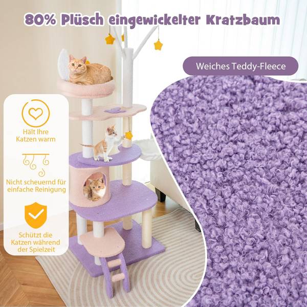 Katzenturm BH32350BGDE Violett - Holzwerkstoff - 49 x 158 x 59 cm