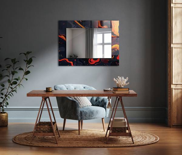 Wandspiegel Vulkanische Lava Höhe: 80 cm