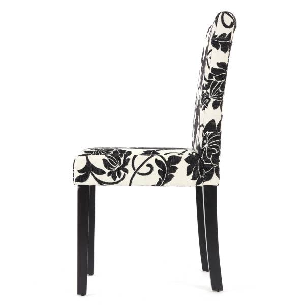 Chaise Littau jacquard lot de 4 Noir - Blanc - Textile - 43 x 90 x 56 cm
