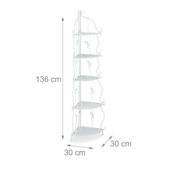 Plantenrek hoek met 5 etages wit wit - staal - 30 x 136 x 30 cm