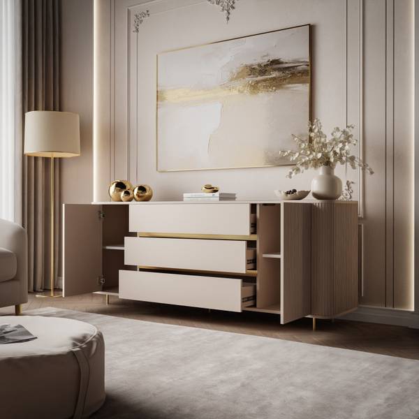 Kommode MIRAGE Beige - Gold - Holzwerkstoff - 180 x 73 x 40 cm